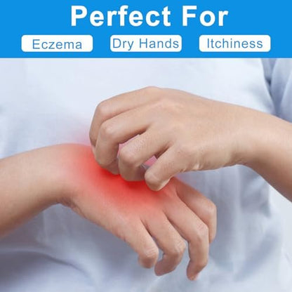 3 Pairs White Cotton Gloves for Dry Hands Sleeping - Premium Moisturizing Gloves for Eczema Lotion, Overnight Hand Care for Women & Men, Large