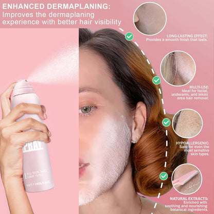 Hair Identifier Spray for Face Shaving - Moisturizing Dermaplaner Spray, Glow Reveal Face Spray for Dermaplaning, Peach Fuzz Remover for Women (1pc)