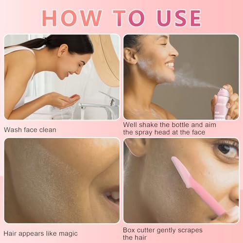 Hair Identifier Spray for Face Shaving - Moisturizing Dermaplaner Spray, Glow Reveal Face Spray for Dermaplaning, Peach Fuzz Remover for Women (1pc) - görsel 14
