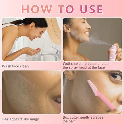 Hair Identifier Spray for Face Shaving - Moisturizing Dermaplaner Spray, Glow Reveal Face Spray for Dermaplaning, Peach Fuzz Remover for Women (1pc)