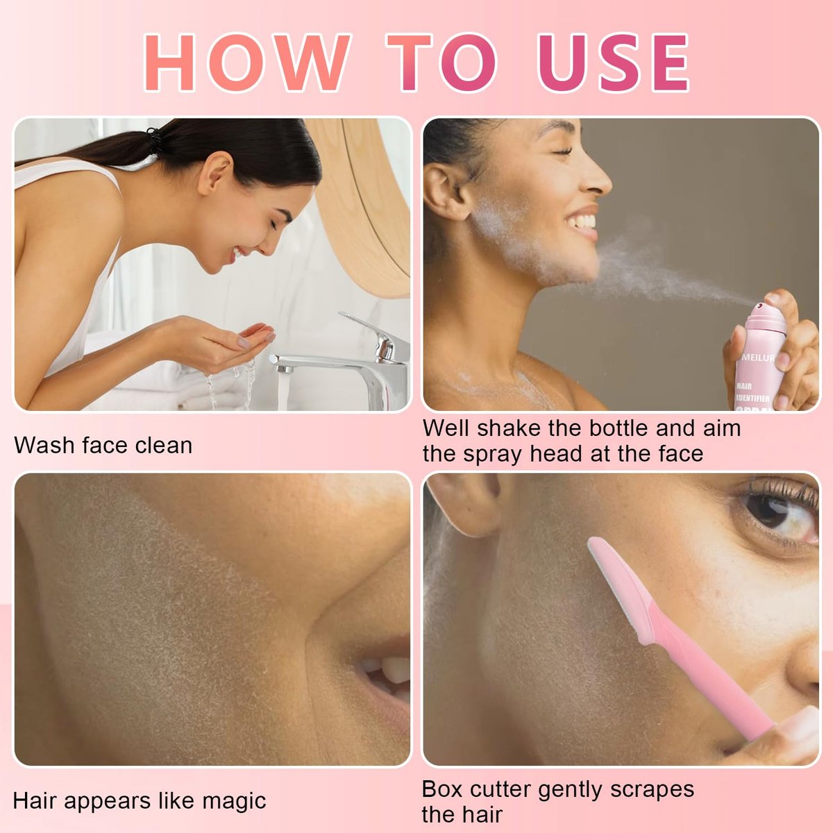 Hair Identifier Spray for Face Shaving - Moisturizing Dermaplaner Spray, Glow Reveal Face Spray for Dermaplaning, Peach Fuzz Remover for Women (1pc) - görsel 13