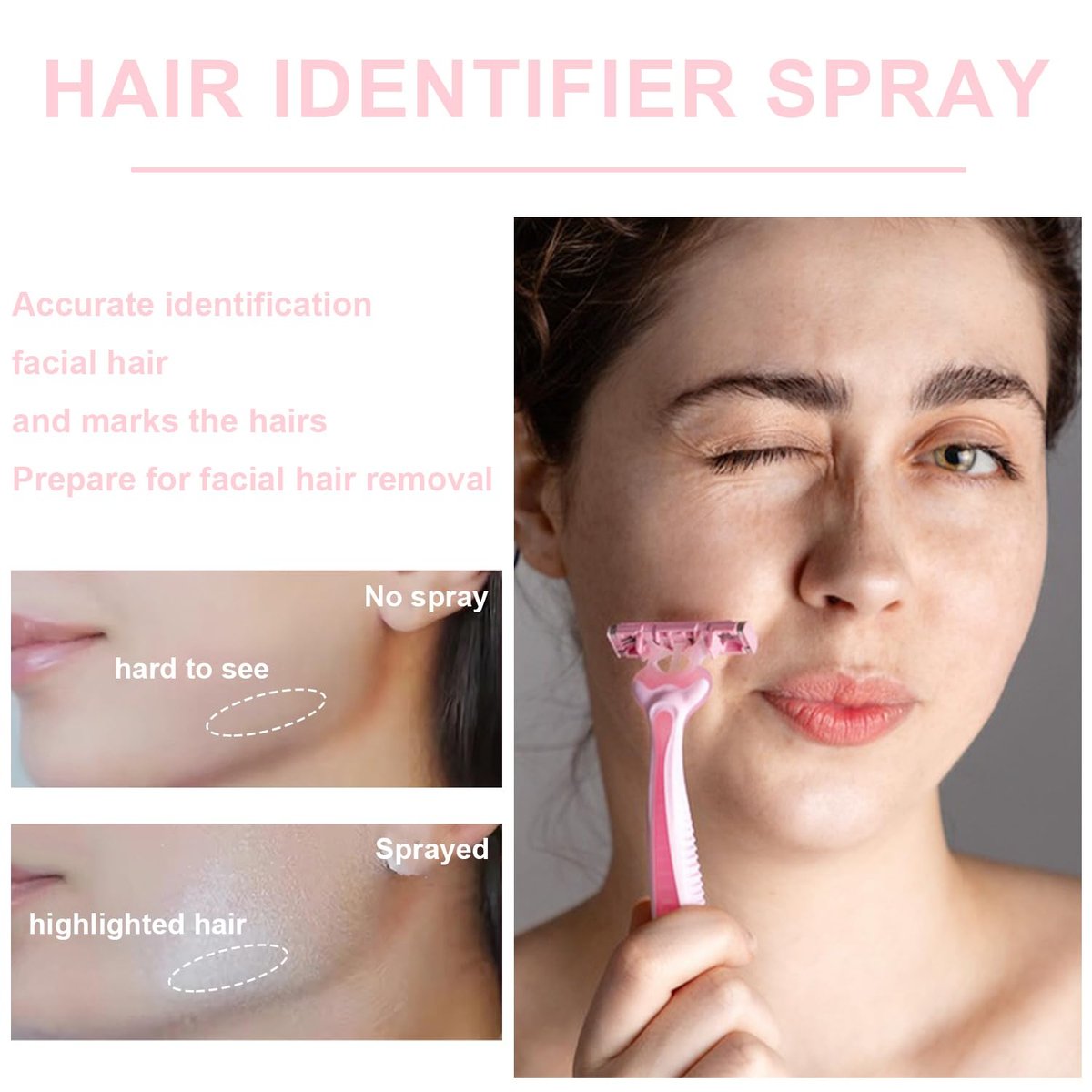 Hair Identifier Spray for Face Shaving - Moisturizing Dermaplaner Spray, Glow Reveal Face Spray for Dermaplaning, Peach Fuzz Remover for Women (1pc) - görsel 7