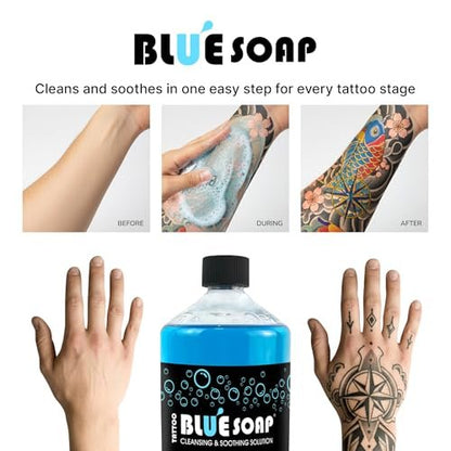 XTREME Blue Tattoo Soap – 16.9oz (500ml) Concentrated Cleanser for Tattoo Procedures & Aftercare – Made in USA Avelisse