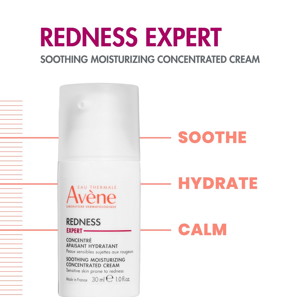 Avène Redness Expert Soothing Moisturizing Concentrated Cream – 1 Fl Oz for Sensitive, Redness-Prone Skin Avelisse