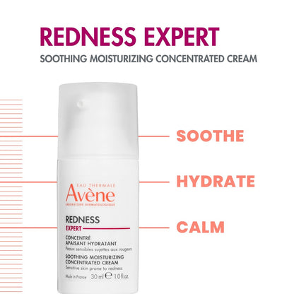 Avène Redness Expert Soothing Moisturizing Concentrated Cream – 1 Fl Oz for Sensitive, Redness-Prone Skin Avelisse
