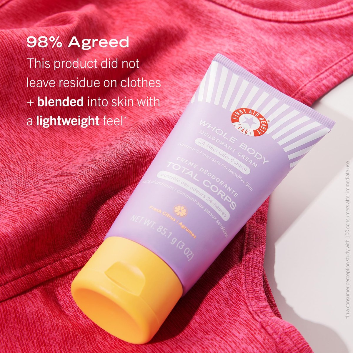 First Aid Beauty Whole Body Deodorant Cream - All-Day Odor Control, Dermatologist & Gynecologist Tested, Sensitive Skin Safe, Gluten & Nano Free, 3 oz - görsel 8