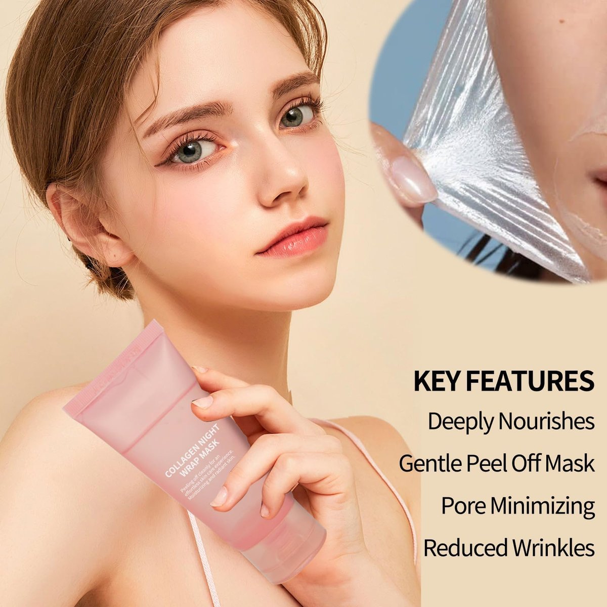 fitbuter Collagen Overnight Wrapping Peel Off Facial Mask with Jelly Brush – Hydrating, Firming & Glowy Skin – Improve Sagging & Dullness – Korean Skincare (75ml / 2.54 fl.oz) - görsel 6