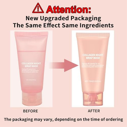 fitbuter Collagen Overnight Wrapping Peel Off Facial Mask with Jelly Brush – Hydrating, Firming & Glowy Skin – Improve Sagging & Dullness – Korean Skincare (75ml / 2.54 fl.oz)