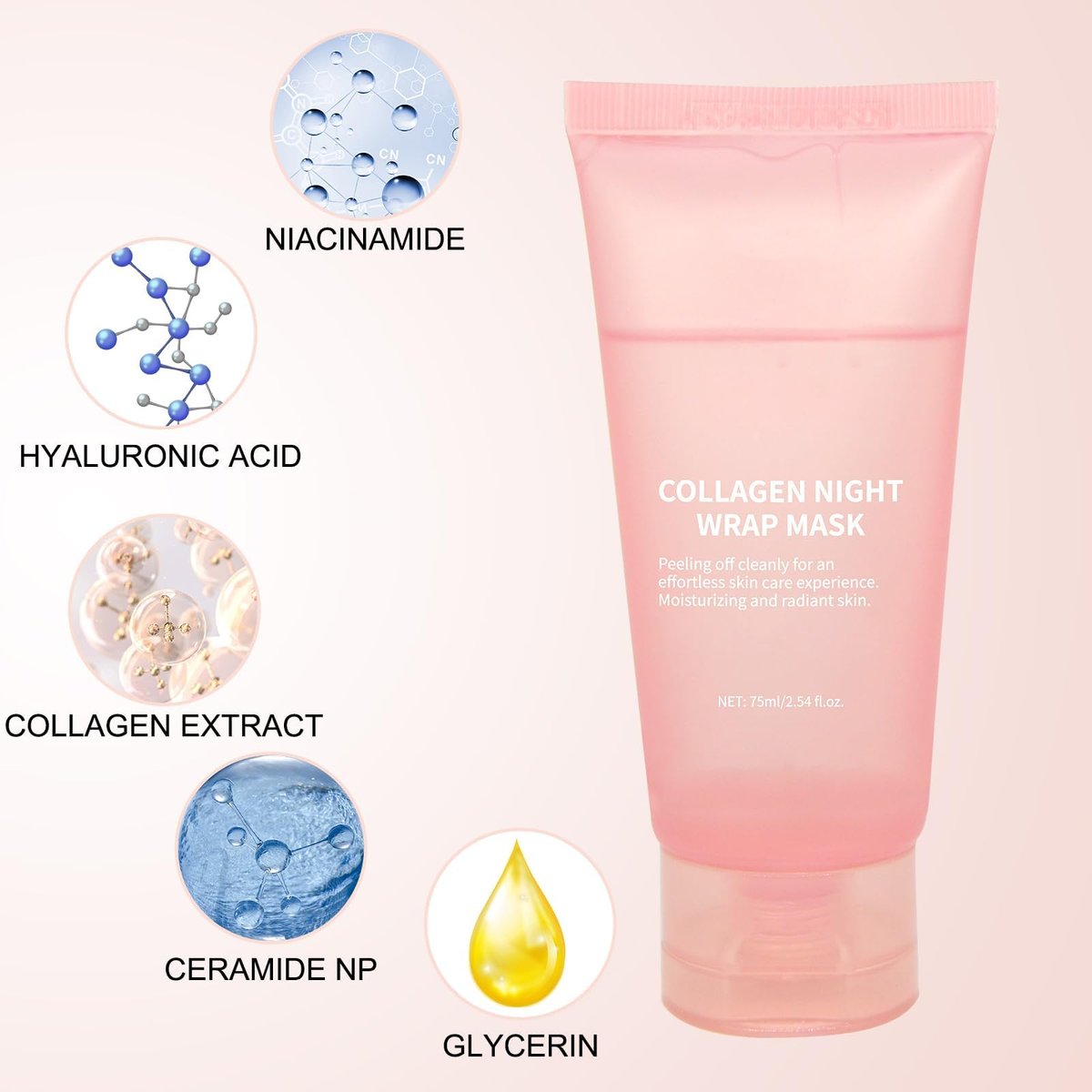 fitbuter Collagen Overnight Wrapping Peel Off Facial Mask with Jelly Brush – Hydrating, Firming & Glowy Skin – Improve Sagging & Dullness – Korean Skincare (75ml / 2.54 fl.oz) - görsel 10