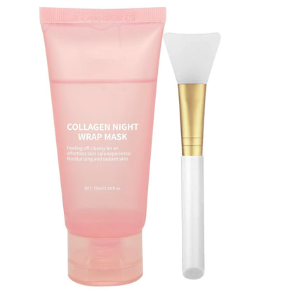 fitbuter Collagen Overnight Wrapping Peel Off Facial Mask with Jelly Brush – Hydrating, Firming & Glowy Skin – Improve Sagging & Dullness – Korean Skincare (75ml / 2.54 fl.oz)