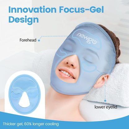 NEWGO Ice Pack Face Ice Mask for Puffy Eyes, Cooling Face Mask Reusable with Thick Gel Pad in Forehead & Eye Zones for Migraines, Post-Surgery, Redness, Allergy Swelling Pain Relief Avelisse