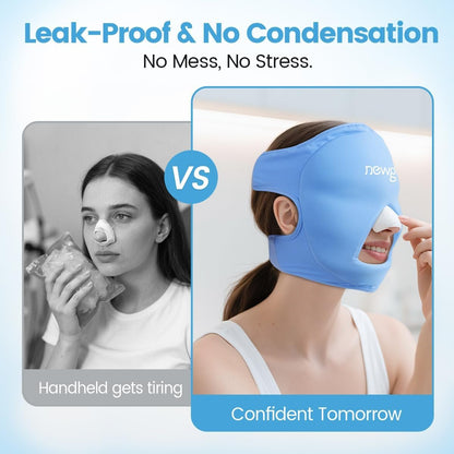 NEWGO Ice Pack Face Ice Mask for Puffy Eyes, Cooling Face Mask Reusable with Thick Gel Pad in Forehead & Eye Zones for Migraines, Post-Surgery, Redness, Allergy Swelling Pain Relief Avelisse