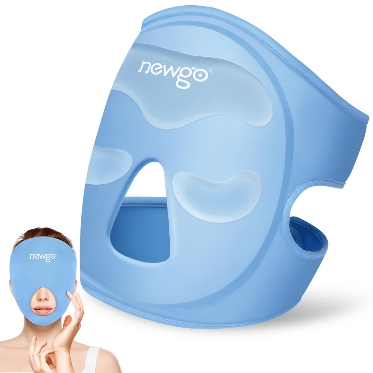 NEWGO Ice Pack Face Ice Mask for Puffy Eyes, Cooling Face Mask Reusable with Thick Gel Pad in Forehead & Eye Zones for Migraines, Post-Surgery, Redness, Allergy Swelling Pain Relief Avelisse
