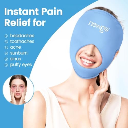 NEWGO Ice Pack Face Ice Mask for Puffy Eyes, Cooling Face Mask Reusable with Thick Gel Pad in Forehead & Eye Zones for Migraines, Post-Surgery, Redness, Allergy Swelling Pain Relief Avelisse
