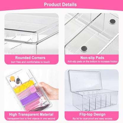 Clear Acrylic Lash Extension Organizer & Storage Box with Lid for Eyelash Techs | Lash Cart Organizer Supplies Container Avelisse