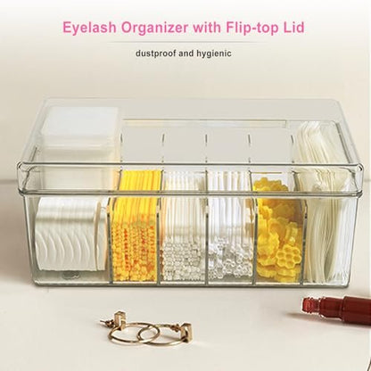Clear Acrylic Lash Extension Organizer & Storage Box with Lid for Eyelash Techs | Lash Cart Organizer Supplies Container Avelisse