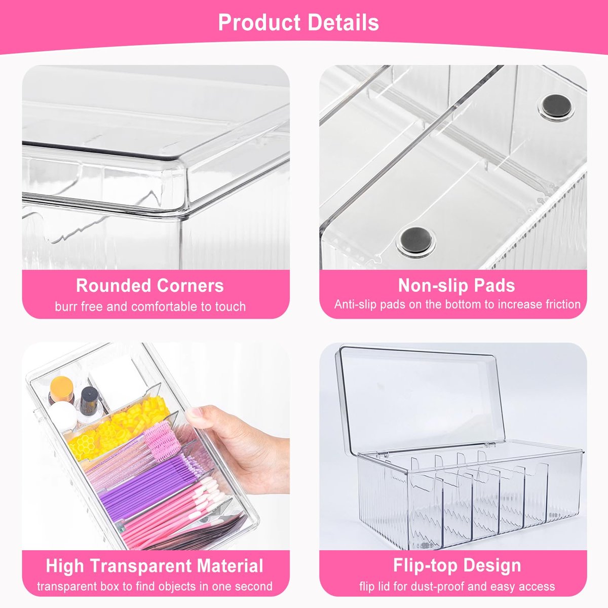 Clear Acrylic Lash Extension Organizer & Storage Box with Lid for Eyelash Techs | Lash Cart Organizer Supplies Container Avelisse