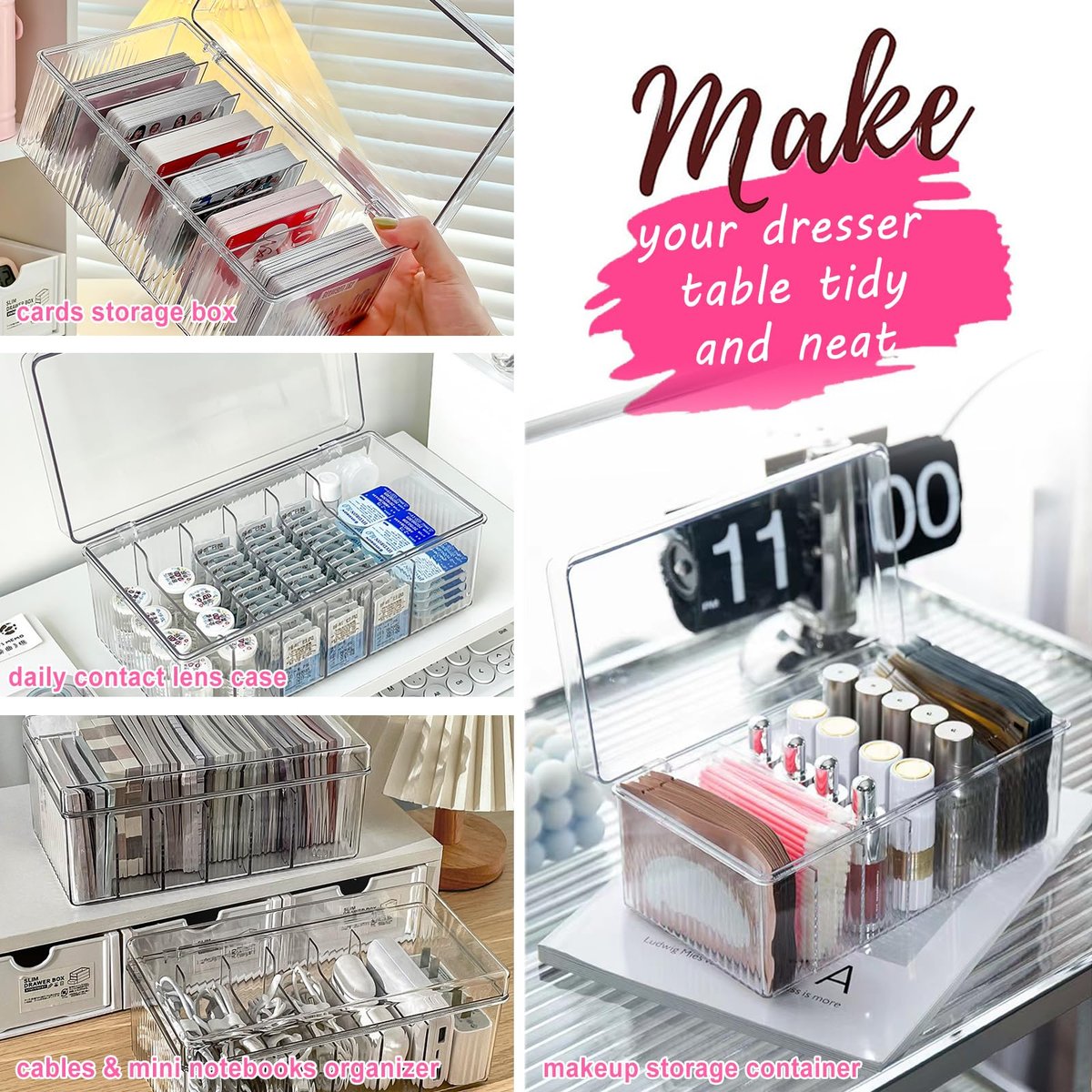 Clear Acrylic Lash Extension Organizer & Storage Box with Lid for Eyelash Techs | Lash Cart Organizer Supplies Container Avelisse