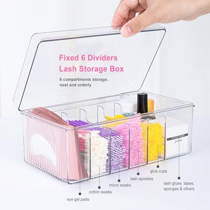 Clear Acrylic Lash Extension Organizer & Storage Box with Lid for Eyelash Techs | Lash Cart Organizer Supplies Container Avelisse