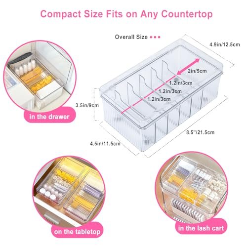 Clear Acrylic Lash Extension Organizer & Storage Box with Lid for Eyelash Techs | Lash Cart Organizer Supplies Container Avelisse
