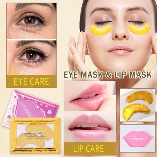 30 Pairs 24K Gold Eye Masks & Lip Masks – Under Eye Patches for Puffy Eyes, Lip Mask Skincare, Small Gifts, Bulk Gifts, Bachelorette Party Favors - görsel 4
