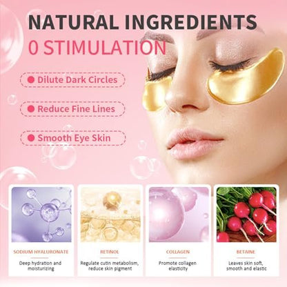 30 Pairs 24K Gold Eye Masks & Lip Masks – Under Eye Patches for Puffy Eyes, Lip Mask Skincare, Small Gifts, Bulk Gifts, Bachelorette Party Favors