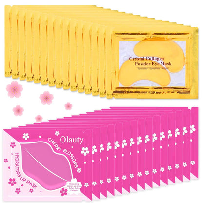 30 Pairs 24K Gold Eye Masks & Lip Masks – Under Eye Patches for Puffy Eyes, Lip Mask Skincare, Small Gifts, Bulk Gifts, Bachelorette Party Favors