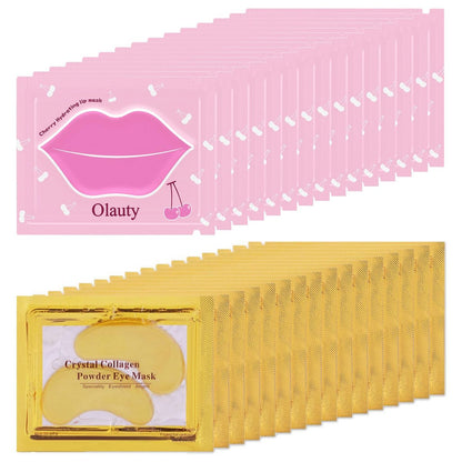 30 Pairs Lip Mask & Eye Mask Set – Hydrating Eye Patches for Puffy Eyes, Chapstick Bulk, Bridesmaid Gifts, Hangover Kit