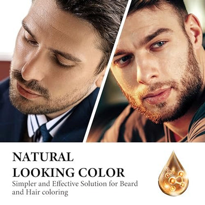 COSYAGE Black Beard Dye Shampoo for Men - 5 Minute Gray Coverage with Argan & Coconut Oil, No-Mess Formula, Lasts 5 Weeks, 200ML (Beard & Mustache)