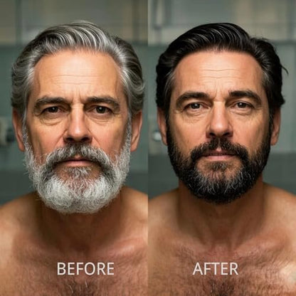 COSYAGE Black Beard Dye Shampoo for Men - 5 Minute Gray Coverage with Argan & Coconut Oil, No-Mess Formula, Lasts 5 Weeks, 200ML (Beard & Mustache)
