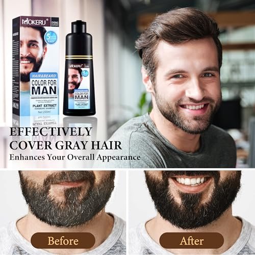 COSYAGE Black Beard Dye Shampoo for Men - 5 Minute Gray Coverage with Argan & Coconut Oil, No-Mess Formula, Lasts 5 Weeks, 200ML (Beard & Mustache) - görsel 8