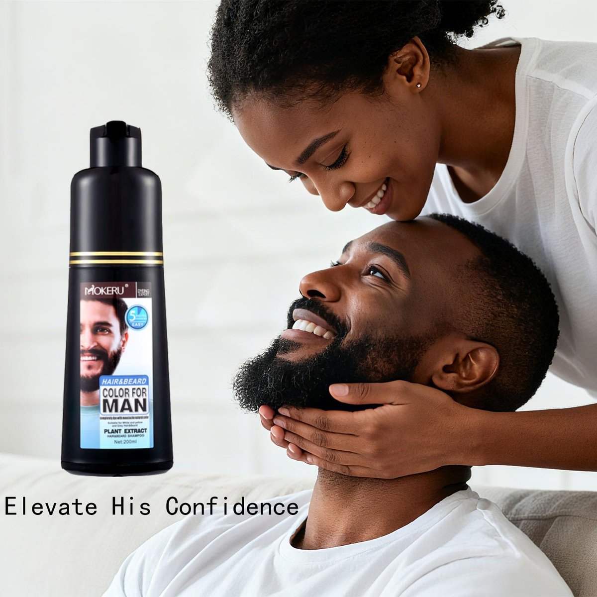 COSYAGE Black Beard Dye Shampoo for Men - 5 Minute Gray Coverage with Argan & Coconut Oil, No-Mess Formula, Lasts 5 Weeks, 200ML (Beard & Mustache) - görsel 9