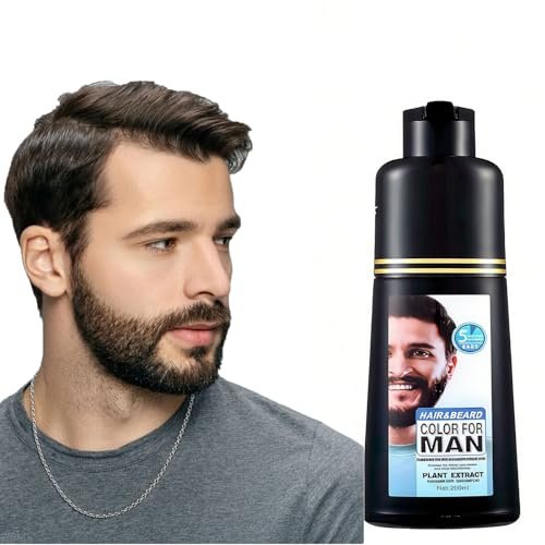 COSYAGE Black Beard Dye Shampoo for Men - 5 Minute Gray Coverage with Argan & Coconut Oil, No-Mess Formula, Lasts 5 Weeks, 200ML (Beard & Mustache) - görsel 2