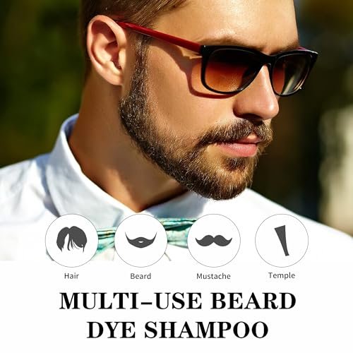 COSYAGE Black Beard Dye Shampoo for Men - 5 Minute Gray Coverage with Argan & Coconut Oil, No-Mess Formula, Lasts 5 Weeks, 200ML (Beard & Mustache) - görsel 12