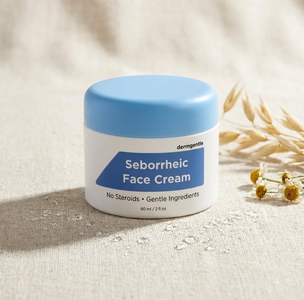 Dermgentle Seborrheic Dermatitis Face Cream for Sensitive Skin - Hydrates & Supports Skin Barrier with MCT Oil & Squalane, Moisturizing Face, Scalp and Body Cream, No Steroids, Gentle Ingredients, 2 Fl Oz Avelisse