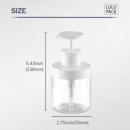 Lulupack 8 oz Clear Plastic Pump Bottle Dispenser for Soap, Shampoo, Conditioner, and Lotion - Refillable Empty Container with Wide Mouth for Bathroom, Shower, and Kitchen (250ml)