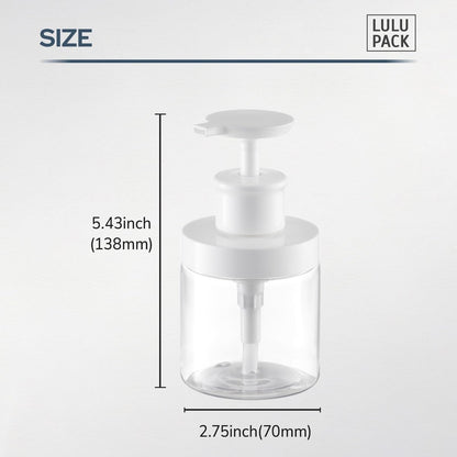 Lulupack 8 oz Clear Plastic Pump Bottle Dispenser for Soap, Shampoo, Conditioner, and Lotion - Refillable Empty Container with Wide Mouth for Bathroom, Shower, and Kitchen (250ml)