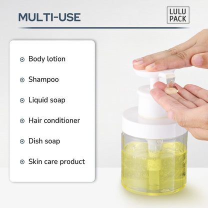 Lulupack 8 oz Clear Plastic Pump Bottle Dispenser for Soap, Shampoo, Conditioner, and Lotion - Refillable Empty Container with Wide Mouth for Bathroom, Shower, and Kitchen (250ml)
