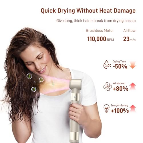 5 in 1 Hair Air Styler - Rotating Hair Dryer Brush 110000 RPM, Hot-Air Automatic Wrap for Curling, Frizz-Free Blow Dryer Brush for Straightening Volumizing No Heat Damage, Gold Avelisse