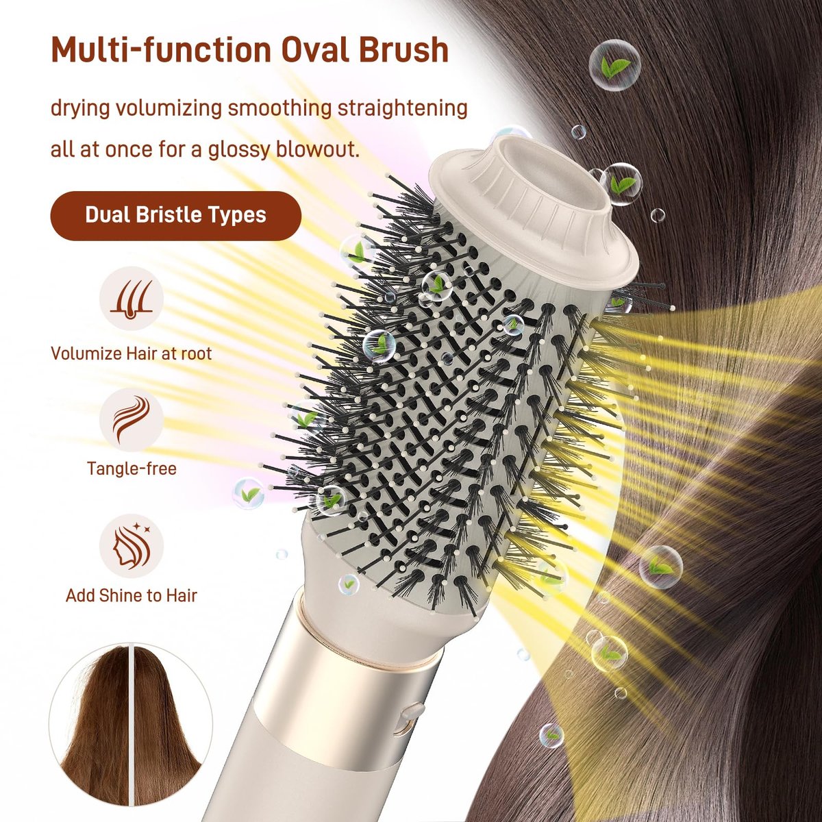 5 in 1 Hair Air Styler - Rotating Hair Dryer Brush 110000 RPM, Hot-Air Automatic Wrap for Curling, Frizz-Free Blow Dryer Brush for Straightening Volumizing No Heat Damage, Gold Avelisse