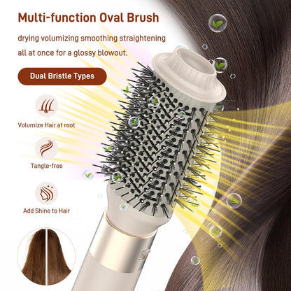 5 in 1 Hair Air Styler - Rotating Hair Dryer Brush 110000 RPM, Hot-Air Automatic Wrap for Curling, Frizz-Free Blow Dryer Brush for Straightening Volumizing No Heat Damage, Gold Avelisse
