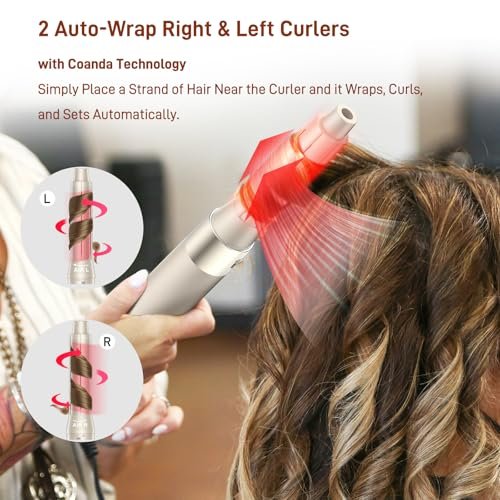 5 in 1 Hair Air Styler - Rotating Hair Dryer Brush 110000 RPM, Hot-Air Automatic Wrap for Curling, Frizz-Free Blow Dryer Brush for Straightening Volumizing No Heat Damage, Gold Avelisse