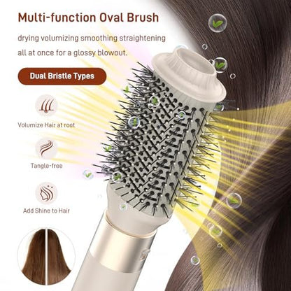 5 in 1 Hair Air Styler - Rotating Hair Dryer Brush 110000 RPM, Hot-Air Automatic Wrap for Curling, Frizz-Free Blow Dryer Brush for Straightening Volumizing No Heat Damage, Gold Avelisse