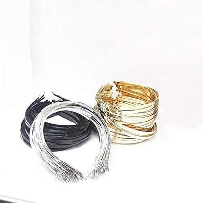 PurYupearl 10 Pcs Silver 5mm Smooth Metal Headbands Frames - Blank Tiara Base Hairband for DIY Crafts