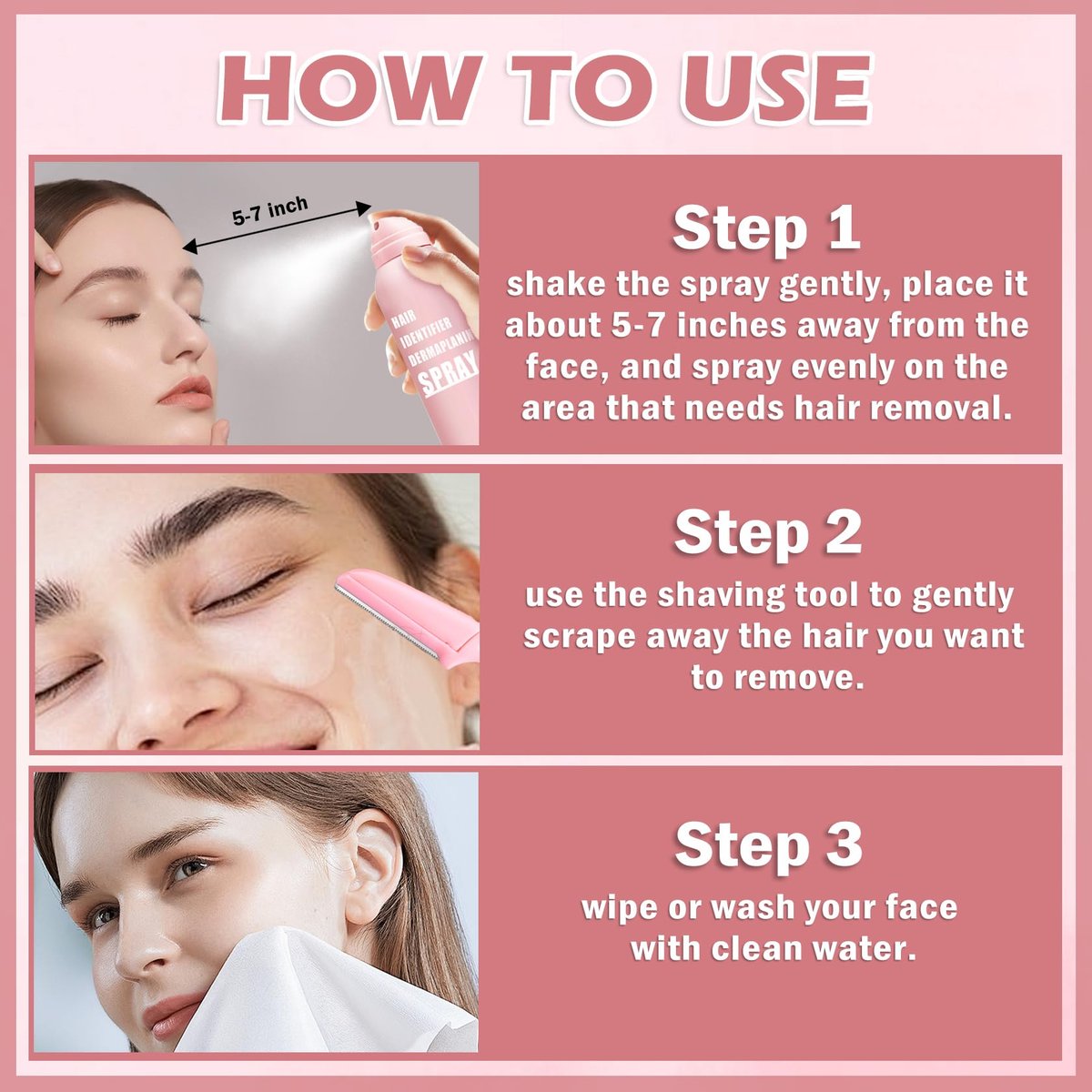 IONSGAKO Hair Identifier Spray for Face Shaving Powder for Women - Skin Body Hair Identifying Spray for Dermaplaning Glow Reveal Face Moisturizing Skin Care Dermaplaner Spray (1 Fl Oz, Pack of 1) - görsel 11