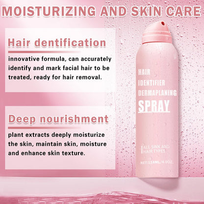 IONSGAKO Hair Identifier Spray for Face Shaving Powder for Women - Skin Body Hair Identifying Spray for Dermaplaning Glow Reveal Face Moisturizing Skin Care Dermaplaner Spray (1 Fl Oz, Pack of 1)