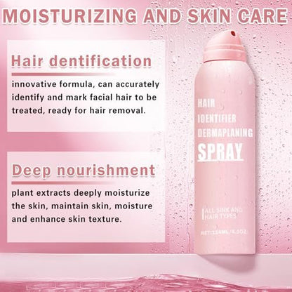 IONSGAKO Hair Identifier Spray for Face Shaving Powder for Women - Skin Body Hair Identifying Spray for Dermaplaning Glow Reveal Face Moisturizing Skin Care Dermaplaner Spray (1 Fl Oz, Pack of 1)