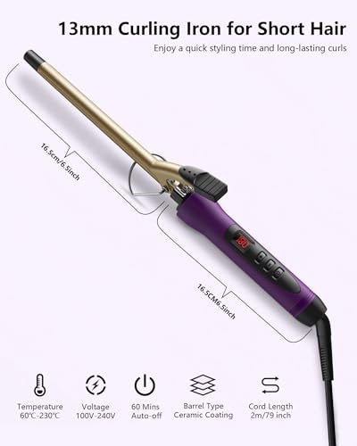 MELYDO 1/2 Inch Small Curling Iron Wand for Short & Long Hair - Ceramic Tourmaline Tiny Curling Wand with Adjustable Temperature, Heat Resistant Glove Included Avelisse