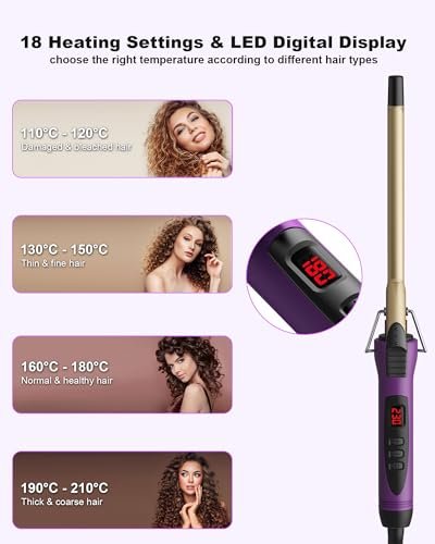MELYDO 1/2 Inch Small Curling Iron Wand for Short & Long Hair - Ceramic Tourmaline Tiny Curling Wand with Adjustable Temperature, Heat Resistant Glove Included Avelisse