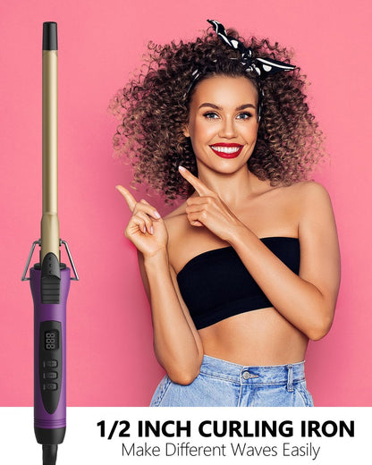 MELYDO 1/2 Inch Small Curling Iron Wand for Short & Long Hair - Ceramic Tourmaline Tiny Curling Wand with Adjustable Temperature, Heat Resistant Glove Included Avelisse